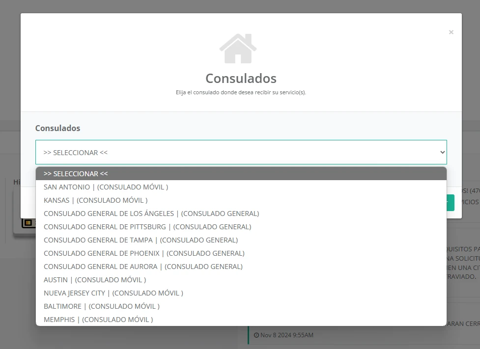 cita consular pasaporte hondureño